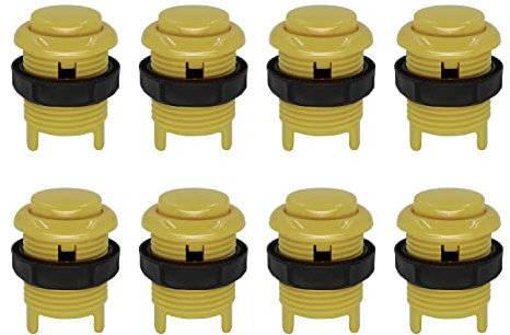 SJ@JX 8X Arcade 28mm Pulsante Tastiera MX Microswitch Vite in Tipo Pulsante per Arcade Game MAME Jamma Joystick Raspberry Pi Macchina SSA Giallo