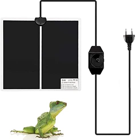 GUUFOO Reptil Heizmatte, Terrarium Heizmatte Nicht-Klebendes Reptil Heizmatten mit Temperaturregelung für Reptilien Eidechse Gecko Schlangen Schildkröte Spinne Einsiedlerkrebs Amphibien, 5W