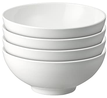 Denby White Porcelain Cereal Bowls Set of 2 - Dishwasher Microwave Safe Classic Crockery 600ml - Glazed Chip & Crack Resistant Soup Bowls