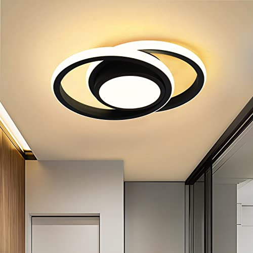 JDONG LED Deckenleuchte Schwarz Runde 24W Modern Natürliches Weiß 4000K Deckenlampe Lampen Für Schlafzimmer, Wohnzimmer, Küche, Flur, Gang, Restaurant Durchmesser 30CM