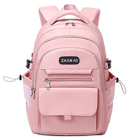 VARLIVOO Zaino Scuola Ragazza Zaino Porta PC 15.6 Pollici Donna Zainetto da Scuola Superiore Impermeabile Casual Zaini per Scuola Viaggio Università Rosa
