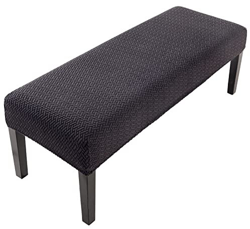 YISUN Universal-Bezug für Esszimmer-Bank, Elastisch Jacquard Dining Bench Cover für Esszimmer, Abnehmbar Bezug für Esszimmerstuhl Esszimmer (Pechschwarz)