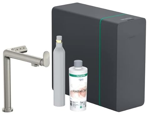 Hansgrohe Aqittura M91 Küchenmischer, Starter Set, SodaSystem 240, 1jet, 76810, Farbe: Edelstahl gebürstet