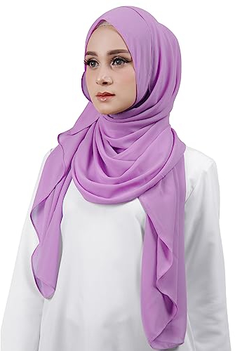 SIEUUOAK Kopftuch Damen Hijab Christliches Kopftuch Weicher Chiffon Hijab Kopftuch Highquality Schal In Vielfältigen Farben Sommerschal Damen Dünn-anthrazit Jersey Schal Hijab (lila)