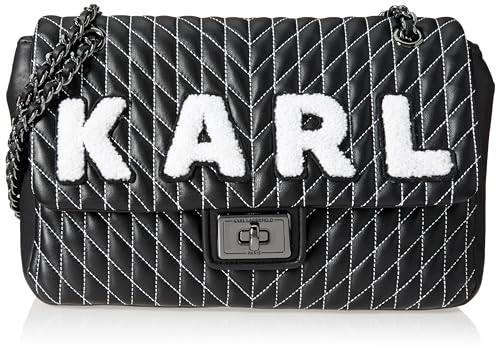 KARL LAGERFELD Damen Agyness Large Shoulder Bag Umhängetasche, Black Patch Legacy