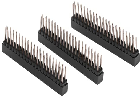 LiebeWH 3pcs 2x20 Pin Header, Black Female Socket Connector, Plastic, 2.54mm Pitch, PCB Mount, Ideal for PCB, Integrated Circuit, RPi, Computer, Breadboard