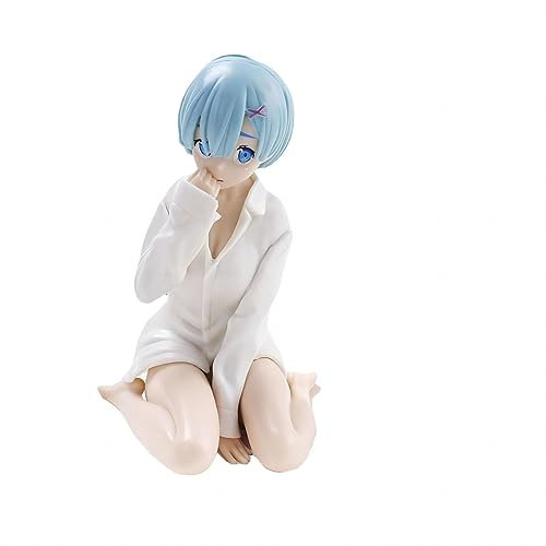 Rem and Ram Anime Statuen, Mehrere Größen Anime Figur PVC Modell Desktop Sammlung Ornament Geschenk Dekoration (10cm,Rem)