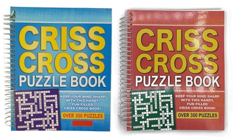 WF Graham Criss Cross Crossword Puzzle Book, Pack of 2 - Spiral Bound Brain Teasers Travel Puzzles Book with over 300 Puzzles