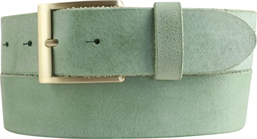 BELTINGER Herren-Gürtel aus weichem Vollrindleder Vintage-Look 4 cm | Jeans-Gürtel für Herren 40mm | Ledergürtel mit goldener Gürtelschließe Used-Look | Mintgrün 105cm