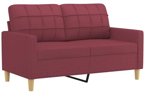 Tidyard 2-Sitzer-Sofa 2er Gästesofa Gästebett Sofabett mit Armlehne Polstersofa Schlafsofa Bettsofa Schlafcouch Bettcouch Stoffsofa 138 x 77 x 80 cm (B x T x H) Stoff Metall,Textilene Weinrot