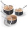 Ninja Extended Life 3-Piece Ceramic Saucepan Set,(16, 18 & 20cm Saucepans with Lids), Non-Stick(No PFAs, PFOAs, Lead or Cadmium), Induction Compatible, Oven Safe to 285°C, Terracotta & Grey, CW93000UK