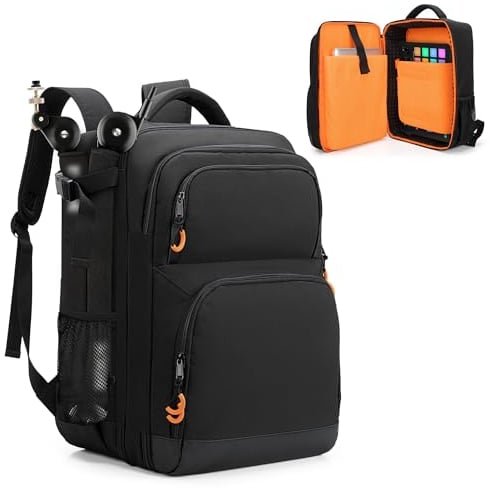 PGmoon Audio Mixer Travel Case Bag Compatible with RODECaster Pro II,RODECaster Pro, DJ Mixer Backpack with Various Pockets for Podcast Equipment, Cables & More Microphones (Patent Design)