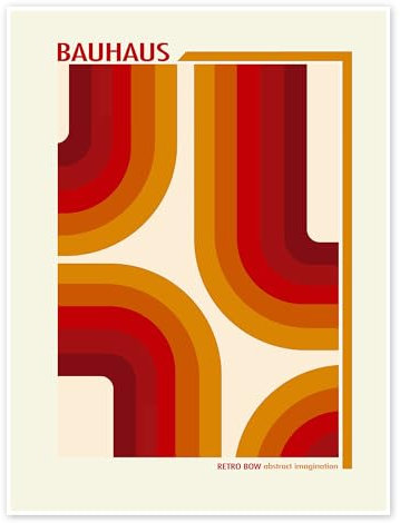 Bauhaus - Retro Bow Poster von Mandy Reinmuth 30 x 40 cm Orange Wandbilder Wanddeko