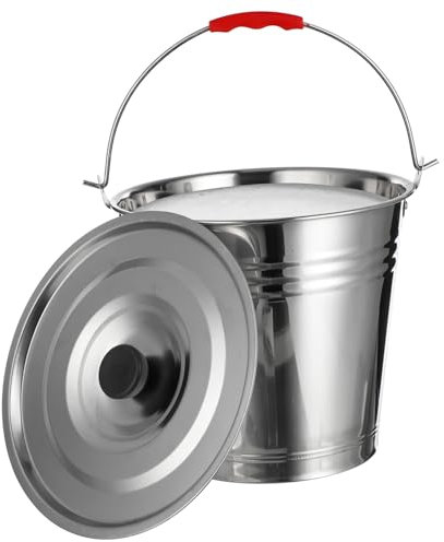 Beavorty Seau Rond en Acier Inoxydable de Cm de Diamètre avec Couvercle pour Le Stockage des Pâturages Récipient à Glace Seau Multifonctionnel