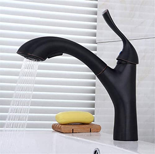 Ausziehbarer Brausekopf, Küchenarmatur, heißes und kaltes Wasser, 360 Grad drehbar, Küchenspüle, Strahlsprüher, 2-Funktions-Auslauf, Spültischarmatur, Chrom/Schwarz