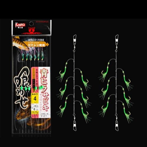 RDNKVB 5 Stück Makrelenfeder-Rigs mit leuchtenden Perlen,Köder für Makrelen, Seelachse, bionische Fliegende Insekten, Hering, Barsch