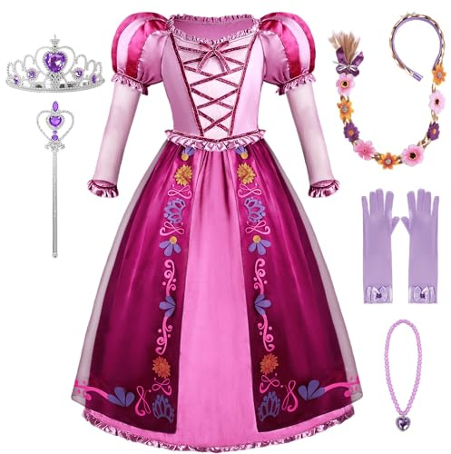 Spooktacular Creations Halloween Kind Mädchen Prinzessin Kostüm: hellviolettes Kleid mit blonder Perücke, Puffärmeln, für Kleinkinder, Mädchen, Halloween, Geburtstag, Teeparty