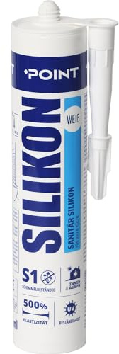 POINT Mastic d'étanchéité professionnel en silicone sanitaire pour salle de bain Blanc 300 ml