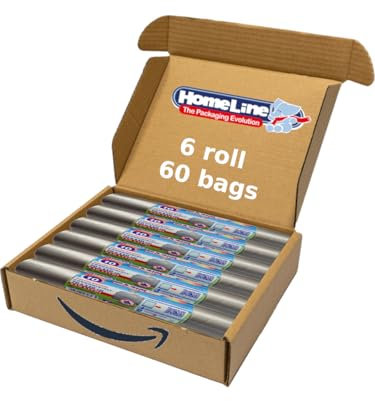 HOME LINE - 60 sacs poubelle 110 litres - 70 x 110 cm - Sacs avec attaches, anti-goutte et ultra résistants | Sacs poubelle pour collecte différenciée - Couleur grise