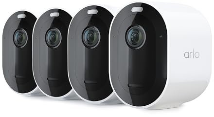 Arlo Pro 5S Spotlight Security Camera 2K HDR | Outdoor | Wireless | Dual-Band Wi-Fi Connects to Strongest Network |12X Zoom, 2-Way Audio, Siren, Color Night Vision,Live Stream(White, 4 Cameras)