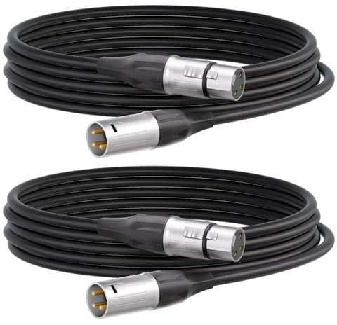 Tisino XLR Cable, 2 Pack Microphone Cable XLR Male to XLR Female Balanced Microphone Cord Compatible with Preamps/Speaker Systems and More - 2m/6.6ft