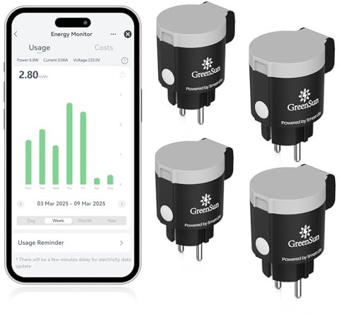 GreenSun Prise Connectée Extérieure - 16A Type E 4PCS Prise WiFi Commande Vocale Prise Programmable Compatible avec Alexa et Google Home Prise Compteur d'Énergie, Contrôle APP Smart Life 2,4GHz IP44