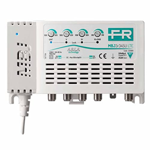 FRACARRO Central de Banda Ancha Interior 3 Entradas – Autoalimentada, Ganancia 32dB, Salida UHF hasta 120dBμV, Ajustes Independientes, Filtro 694MHz 5G/4G LTE, (MBJ3RFM+3UU 700)
