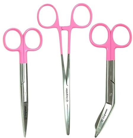 Set de ciseaux d'infirmière Pink Top - Ciseaux à bandages - Accessoires infirmiers - Ciseaux de premiers secours - Ciseaux médicaux - Kocher - Cadeau pour infirmière