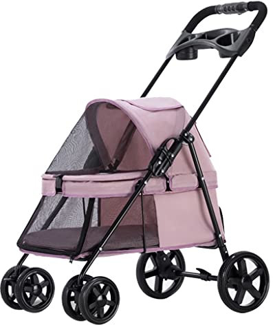 Premium Hundebuggy Clearance - Atmungsaktiver Kinderwagen Buggy mit Regenschutz für kleine Hunde - Katzenwagen mit Getränkehalter und Freiräumen
