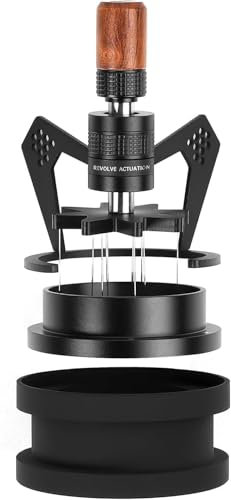 IKAPE Mantis WDT Distribution Tool, V3-54MM Espresso Stirrer Distribution Tool for Barista - 8 Needle Espresso Stirrer with Dosing Funnel & Stand, Adjustable Needle Height, Walnut Handle