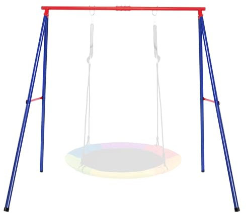 DREAMADE Schaukelgestell Outdoor, bis 200kg belastbar, Schaukelgerüst aus Metall für Kinderschaukel Nestschaukel, Schaukel Gestell für Garten (Rot+Blau)
