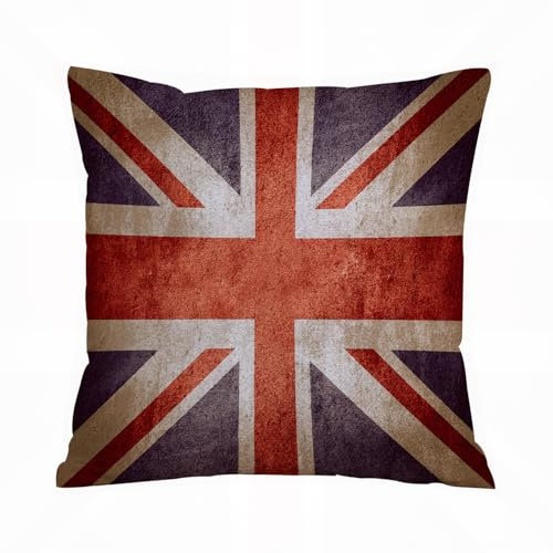 ERRTU Kissenbezug 40x40 cm,Die Grunge-Flagge des Vereinigten Königreichs oder Union Jack,Dekokissen Kissenbezüge Deko Kissen Bezug Wohnzimmer Zierkissen für Sofa Stuhl Bett Garten