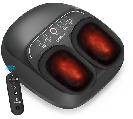 COMFIER Fußmassagegerät mit Wärme, Shiatsu-Fußmassagegerät für Plantarfasziitis Neuropathie, Fernbedienung, Pausenfunktion