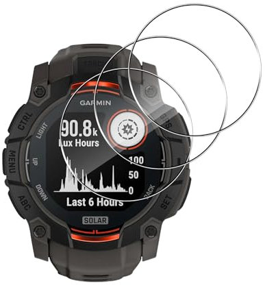 Aerku 3 Stück Schutzfolie Kompatibel mit Garmin Instinct 3 Solar (50MM) für Panzerglas, HD 9H Härte Displayschutzfolie, Anti-Kratzen Schutzglas, Anti-Bläschen Panzerfolie - Transparent