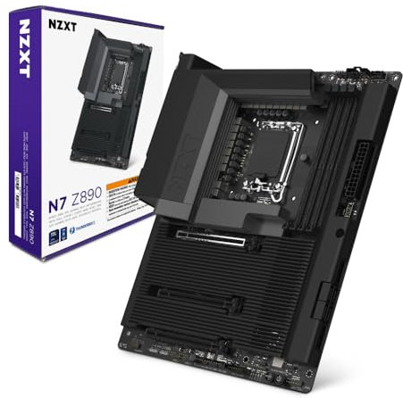 NZXT N7 Z890 – Intel Z890 LGA 1851 ATX Gaming Motherboard for Core Ultra (Series 2) - 16+1+2, DDR5, 5x M.2, PCIe 5.0, Wi-Fi 6E, 2.5GbE, Thunderbolt 4 - Full Cover – Black