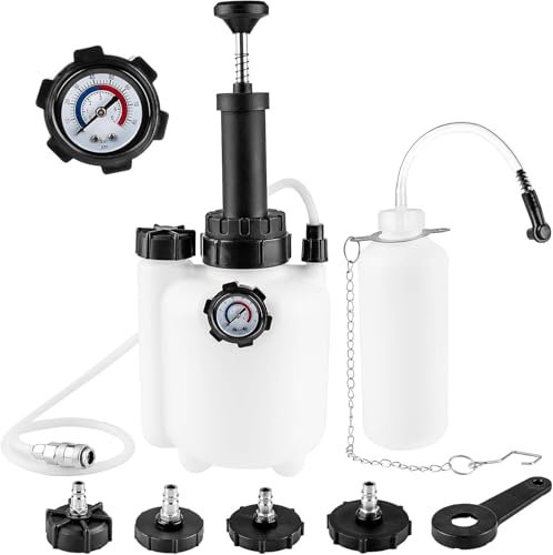 3L Manual Brake Bleeder Kit, One Person Brake Bleed Vacuum Pump with 1L Brake Fluid Bleed Bottle and 4 Master Cylinder Adapters, Suitable for Most Vehicles