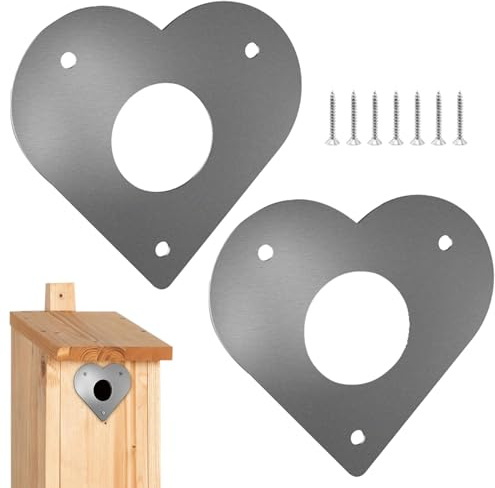 Nudorpn Spechtschutz für Nistkasten, 2 Stück Meisenkasten Vogelhaus Schutzplatte mit Schrauben, 28mm+32 mm, Vogelnistkasten Edelstahl Zubehör für Nistkasten