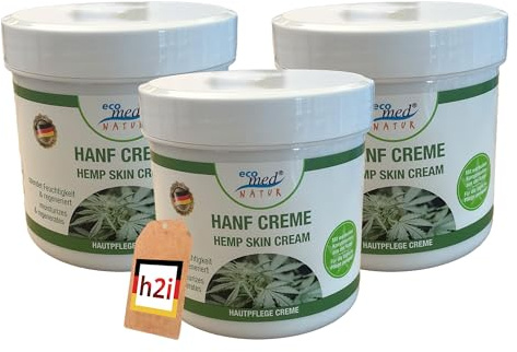 h2i Hanf Creme Multipack – 3×250 ml – Feuchtigkeitsspendende Hautpflege mit Hanföl & Kokosöl – Für trockene & raue Haut – Regenerierende Pflegecreme – Vegan – Made in Germany