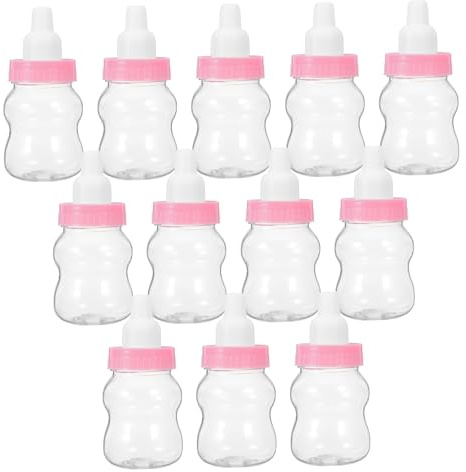 Warmhm 12stücke Babyflaschen-set aus Plastik mit Teilen für Gastgeschenke zur Babyparty und Geburtstagsdekoration Süßigkeitenbehälter in Flaschenform für Partydekorationen