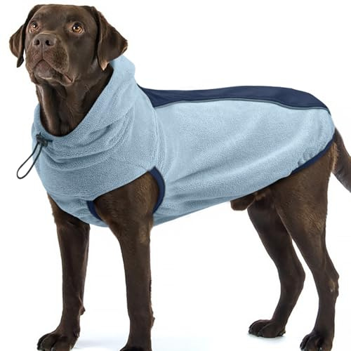 Katzinst Hundejacke Winter - Winterjacken & Wintermäntel für Hunde | Atmungsaktiv Fleece Hundepullover für Kaltem Wetter, Hundemantel Labrador, Blau (3XL)
