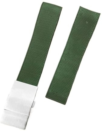 HASGTFM Cinturino for orologio curvo in gomma siliconica adatto for Longines adatto for Kangkas L3 781 Diver L3 742 cinturino for orologio da uomo 21mm(Green-silver)