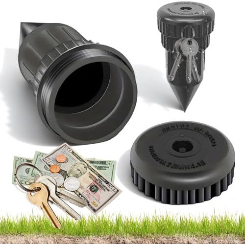 Schlüsselversteck für Draußen Schwarz Versteckte Schlüsselkasten Garten | Mini-Schlüsselbox Schlüssel Tresor Schlüssel Versteck Draußen für Gärten, Rasenflächen, Terrassen und Schatzsuchen im Freien
