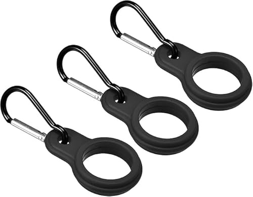 Vayfoni 3 PCS Water Bottle Holder Clip - Silicone Bottle Buckle Strap with Metal Carabiner - Clip On Water Bottle Holder for Bag Hiking Camping Travel (Black)