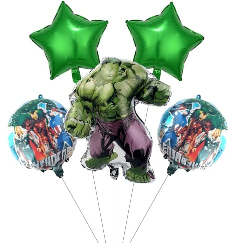 Ballon Cartoon Birthday Party Decorations 5Pcs Kids Girls Boys Birthday Decoration, Cartoon Green Aluminum FoilBalloons, Hero Theme Party Supplies