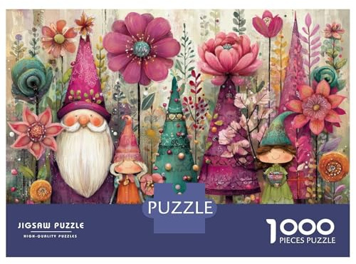 1000 Piece Puzzle For Teenagers Gnome Garden Party Adult Jigsaw Puzzle Anti-Stress Toys Presents for Women Unique Gifts for Birthday And Christmas 38x26cm/1000pcs