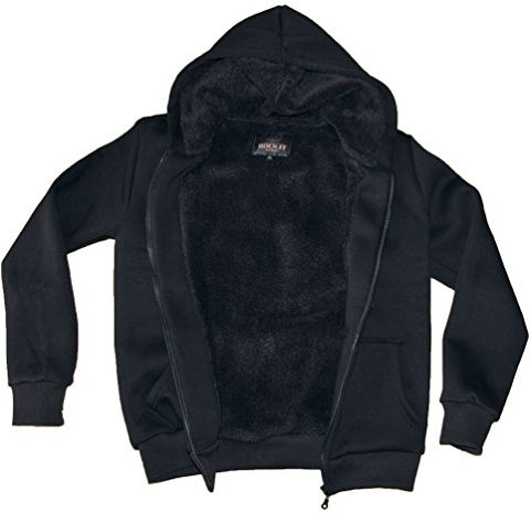 ROCK-IT Apparel Herren Winter Sweatjacke Premium Kapuzenpullover Workerhoodie Kapuzenjacke mit gefüttertem Torso und Kapuze Größen S-5XL Farbe Schwarz 3XL