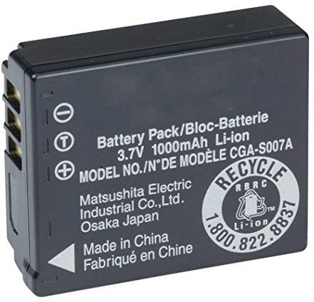 Amsahr BT-PANCGAS007-1CT Numérique Remplacement Caméra/Caméscope Batterie pour Panasonic Cga-S007/S007A1B/S007E/Cgr-S007A1B/S007E Gris