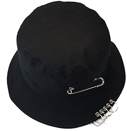 Belsen Damen Stift Reifen Sonnenhut Bucket Hat Fischerhüte Strand Hut Mütze (Black)
