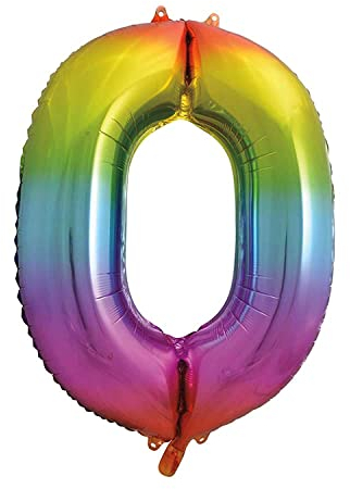 Riesenzahl 0 Luftballon - 86 cm - Regenbogenfarben
