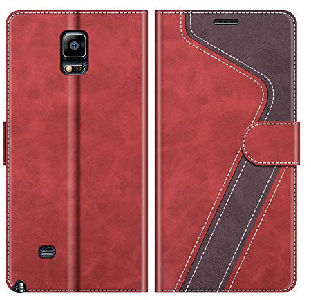MOBESV Custodia per Samsung Galaxy Note 4, Cover a Libro Magnetica Custodia in Pelle per Samsung Galaxy Note 4, Elegante Rosso